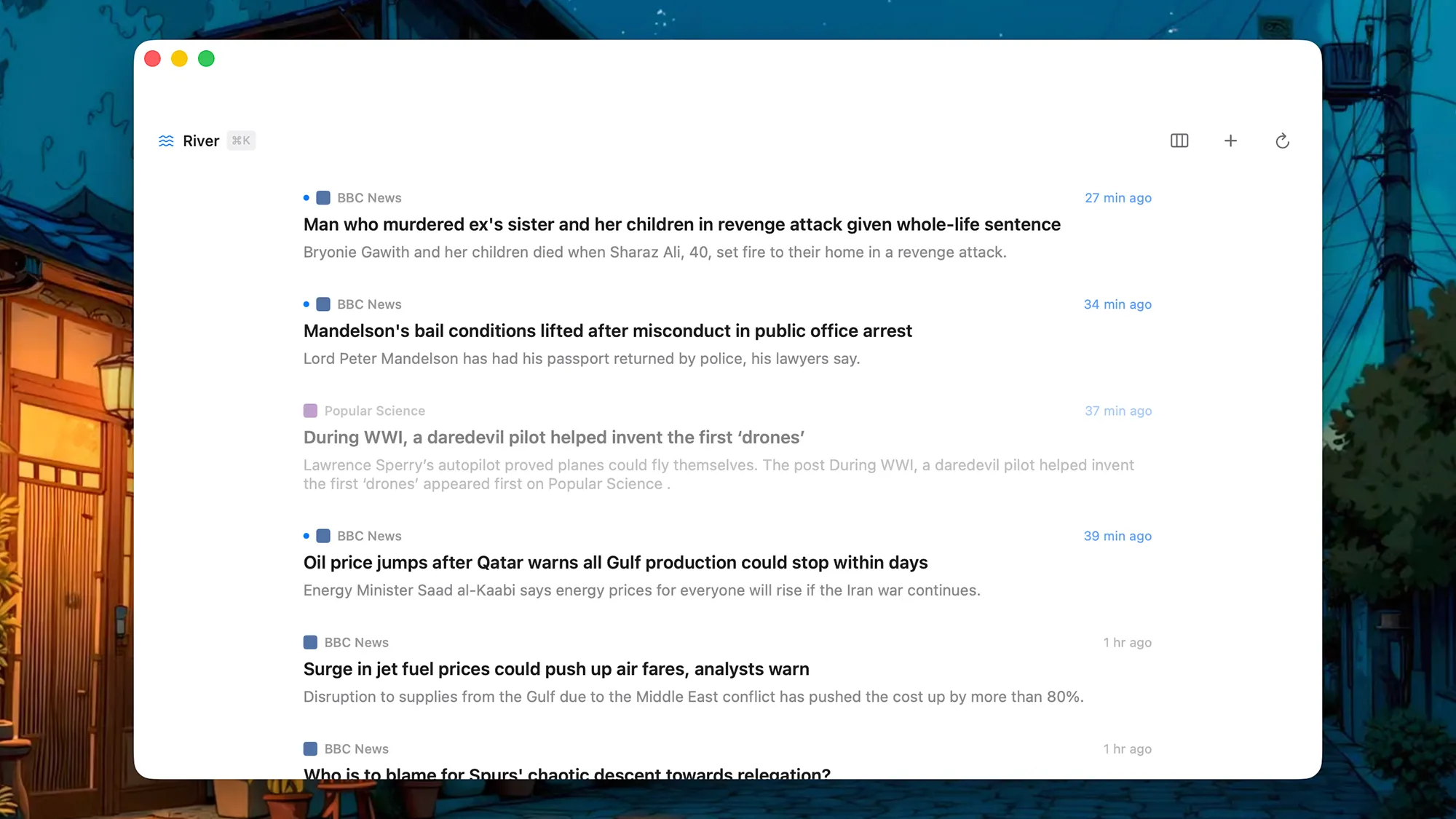 the river feature on Current RSS