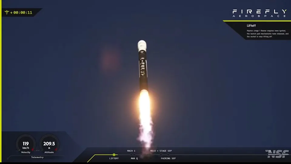  Firefly Aerospace's Alpha rocket launches on the "Stairway to Seven" mission on March 11, 2026. 
