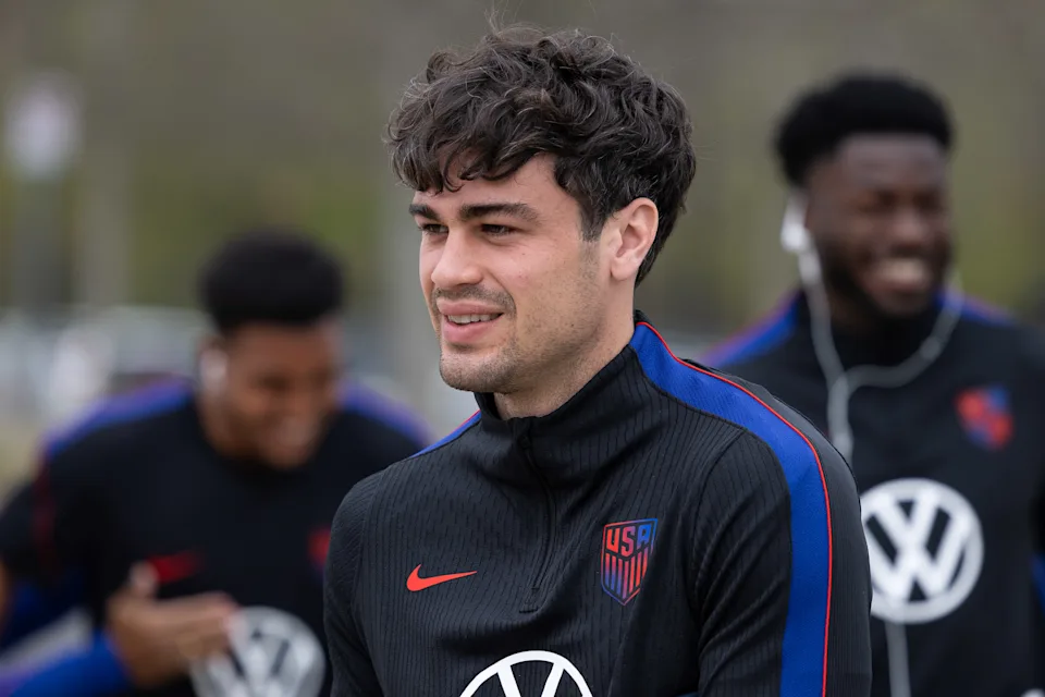 MARIETTA, GEORGIA - MARCH 25: Gio Reyna of the United States arrives to take part in a USMNT training session  at Children's Healthcare of Atlanta Training Ground on March 25, 2026 in Marietta, Georgia. (Photo by John Dorton/ISI Photos/USSF/Getty Images)