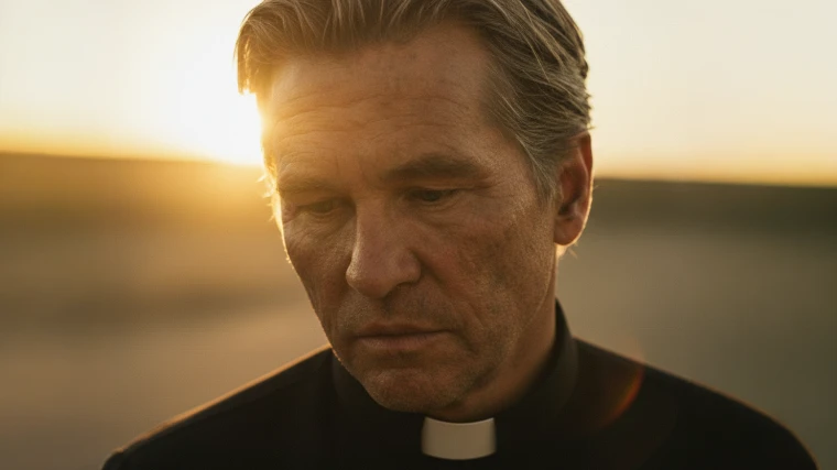 The first-look image of the late Val Kilmer appearing in the upcoming film "As Deep as the Grave" using AI technology.