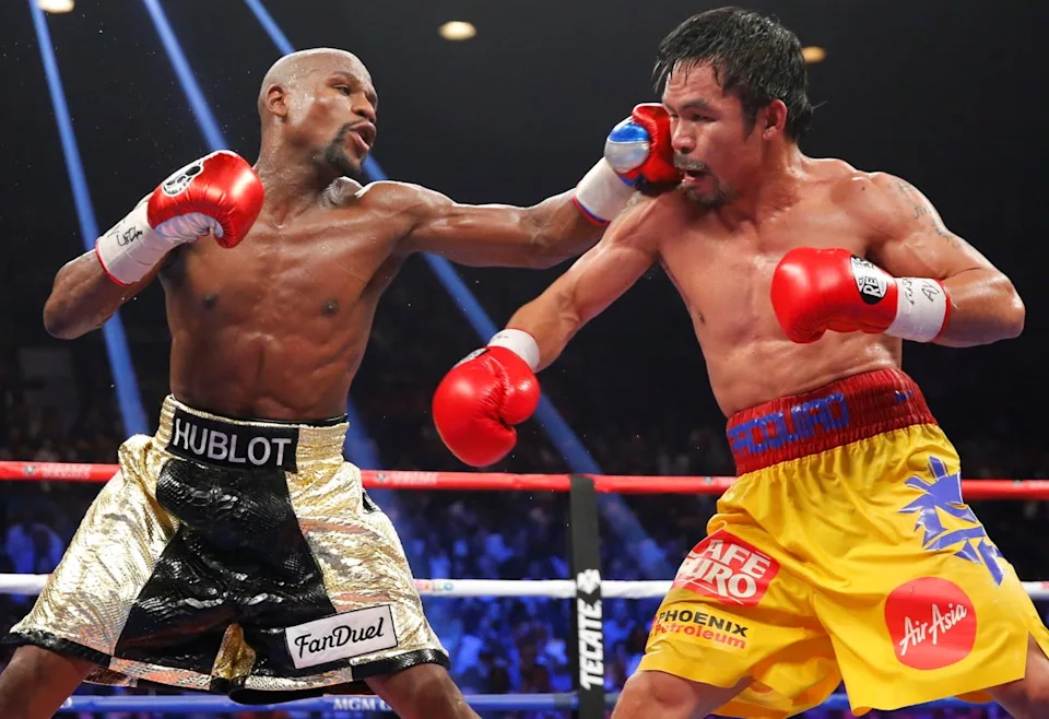 Mayweather and Pacquiao first clashed in 2015 in a bout labelled 'Fight of the Century' (REUTERS)