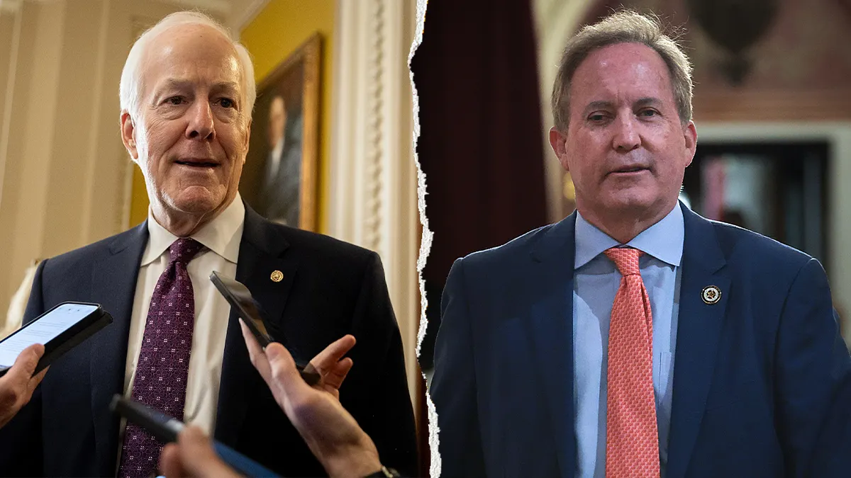 Split image of Sen. John Cornyn and Attorney General Ken Paxton.