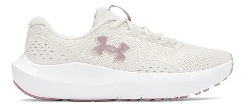 Under Armour Women's Charged Surge 4 Running Shoe, Off White Pink, 8