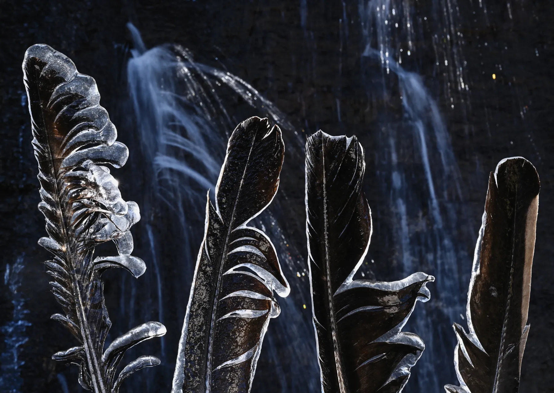 bird's feathers with ice on them