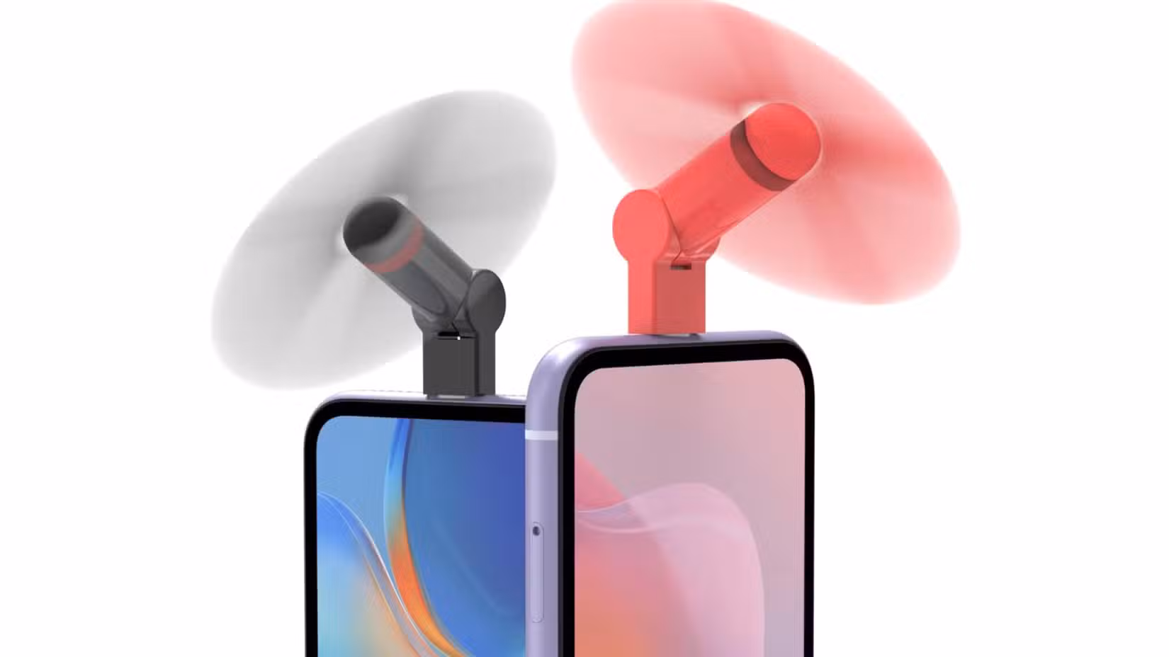 USB-C powered fan plugged into a phone. 