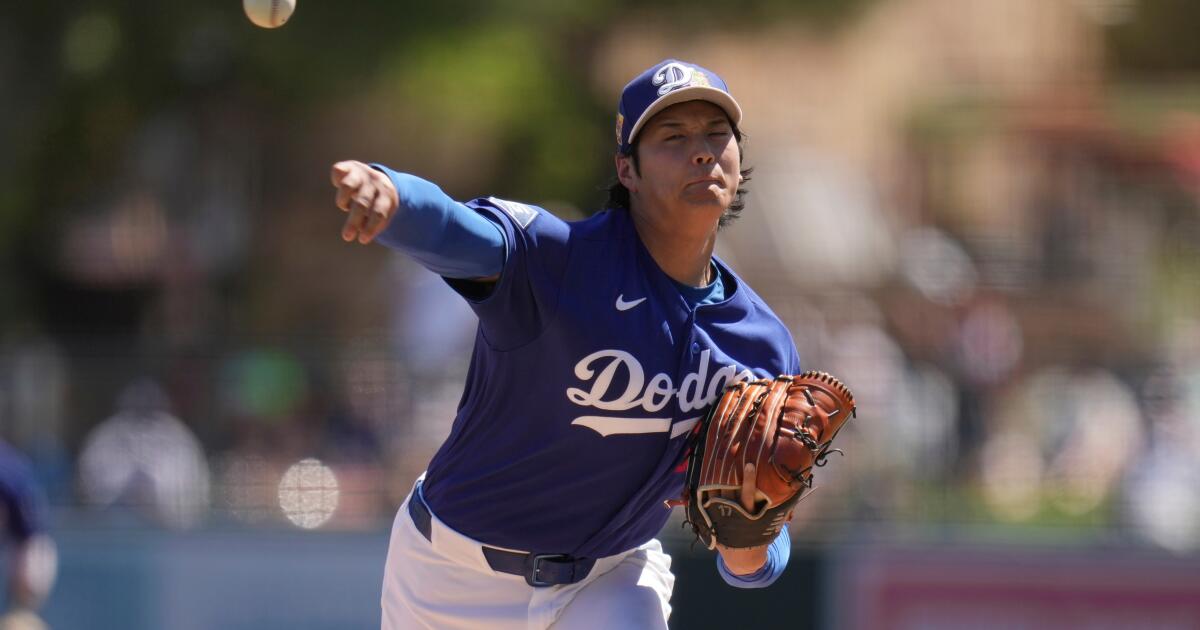 How did Shohei Ohtani pitch in his first spring training outing?