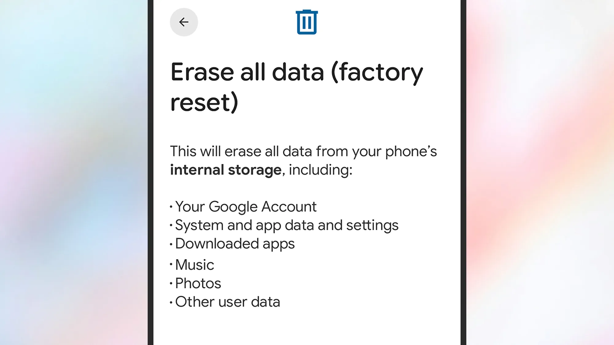 erase all data screenshot
