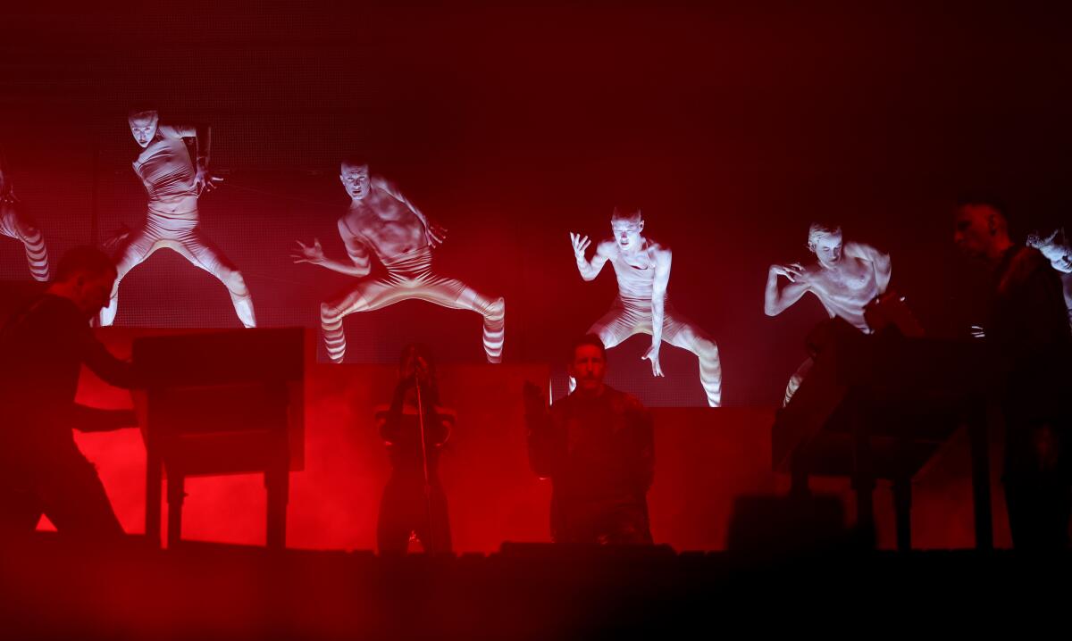 Nine Inch Noize performs at the Sahara stage during the Coachella Valley Music and Arts Festival.