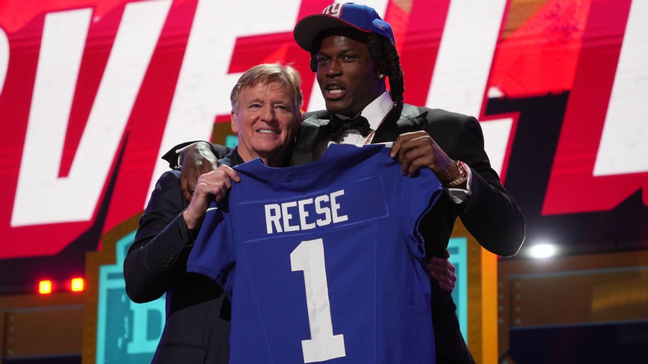 Giants draft Arvell Reese at No. 5, then Francis Mauigoa at 10
