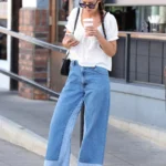 Katie Holmes Doubles Down on Wide-Leg Ankle Jeans With the Easiest Flats