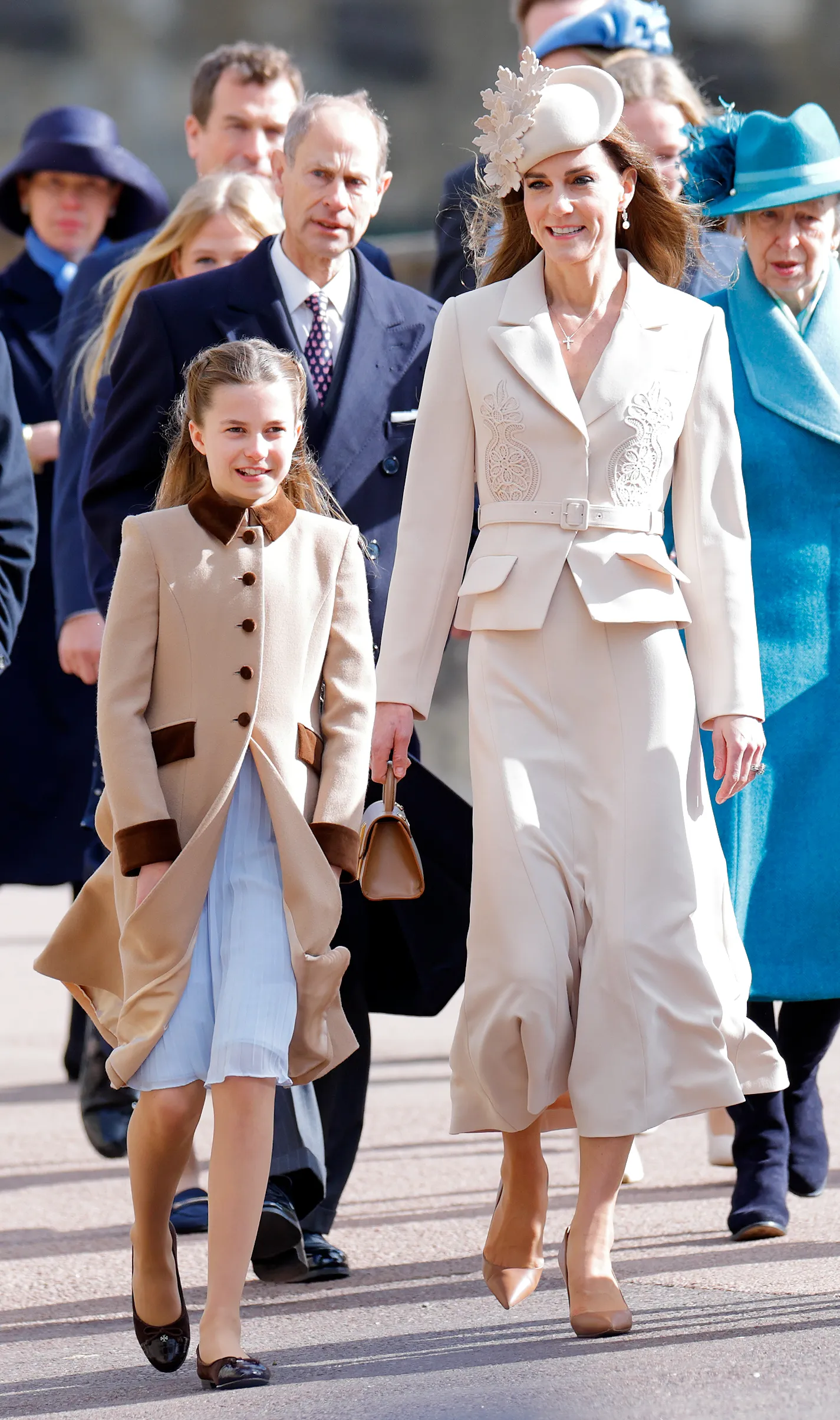 WINDSOR ENGLAND APRIL 05 Princess Charlotte of Wales and Catherine Princess of Wales attend the traditional Easter...