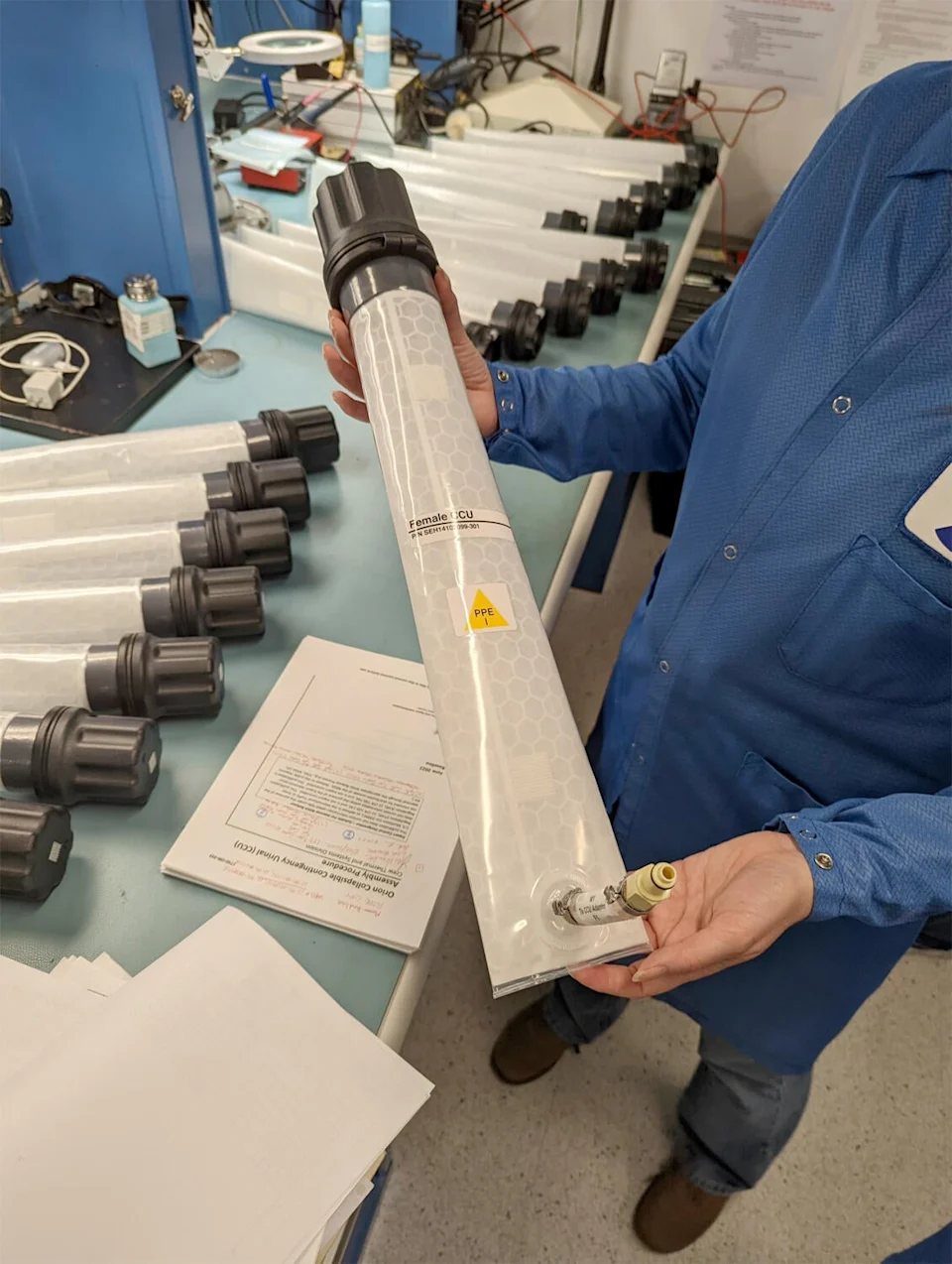 A collapsible contingency urinal, or CCU in NASA speak. is essentially a resealable bag that can hold urine for later disposal if problems develop with a spacecraft toilet. / Credit: NASA/Don Pettit