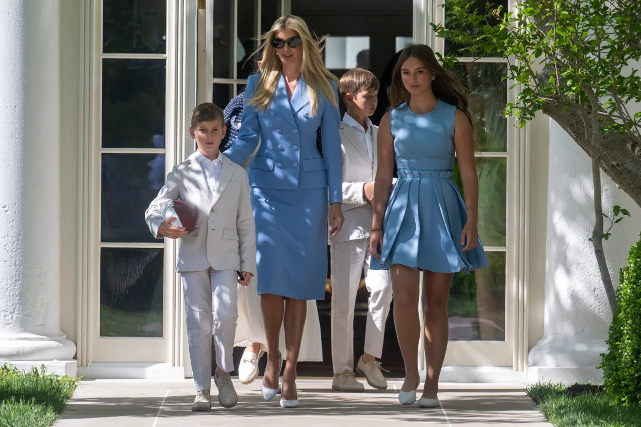 Ivanka Trump, the daughter of US President Donald Trump, and her children Theodore James Kushner (L),Joseph Frederick Kushner (2R), and Arabella Rose arrive for an event celebrating the Philadelphia Eagles, 2025 Super Bowl champions, at the White House on April 28, 2025, in Washington, DC. The Eagles defeated the defending champion Kansas City Chiefs 40-22 in Super Bowl LIX, held in New Orleans, Louisiana on February 9, 2025. (Photo by Jim WATSON / AFP via Getty Images)