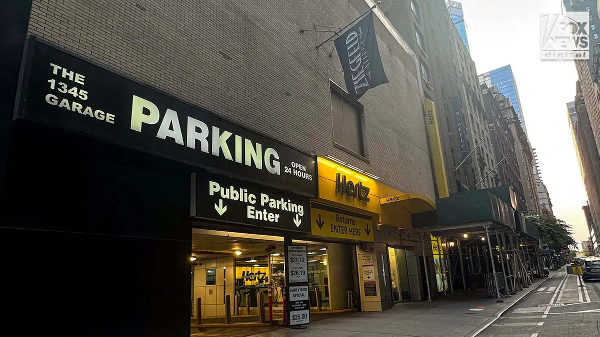 Entrance to Hertz Car Rentals and Ziegfeld Ballroom in Midtown Manhattan