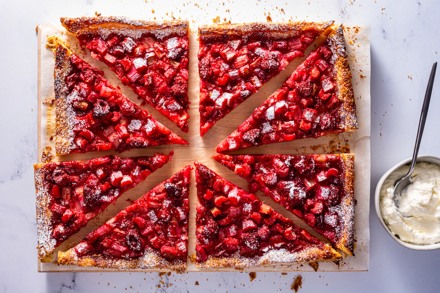 A pretty raspberry-rhubarb tart for when you don’t want a sweet dessert