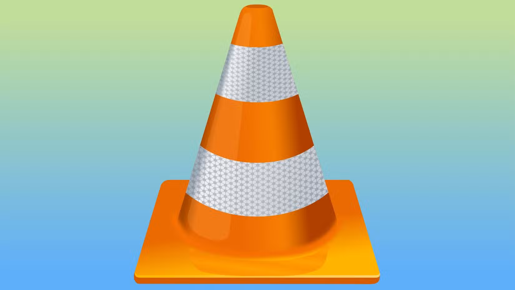 A VLC Media Player logo on a blue and yellow gradiant