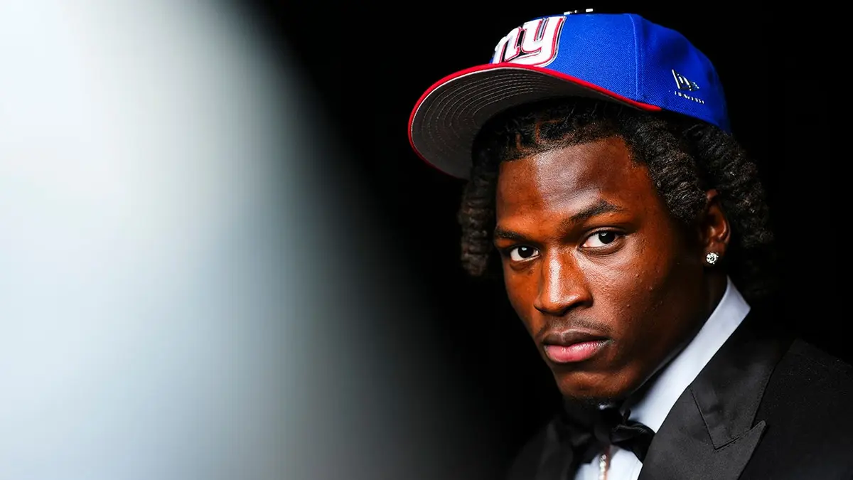 Ohio State linebacker Arvell Reese posing for a portrait at Acrisure Stadium