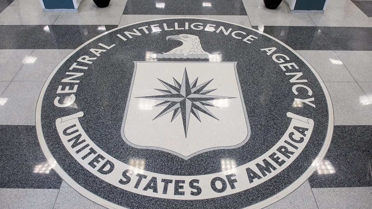 The CIA seal displayed in the lobby of CIA Headquarters in Langley, Virginia.
