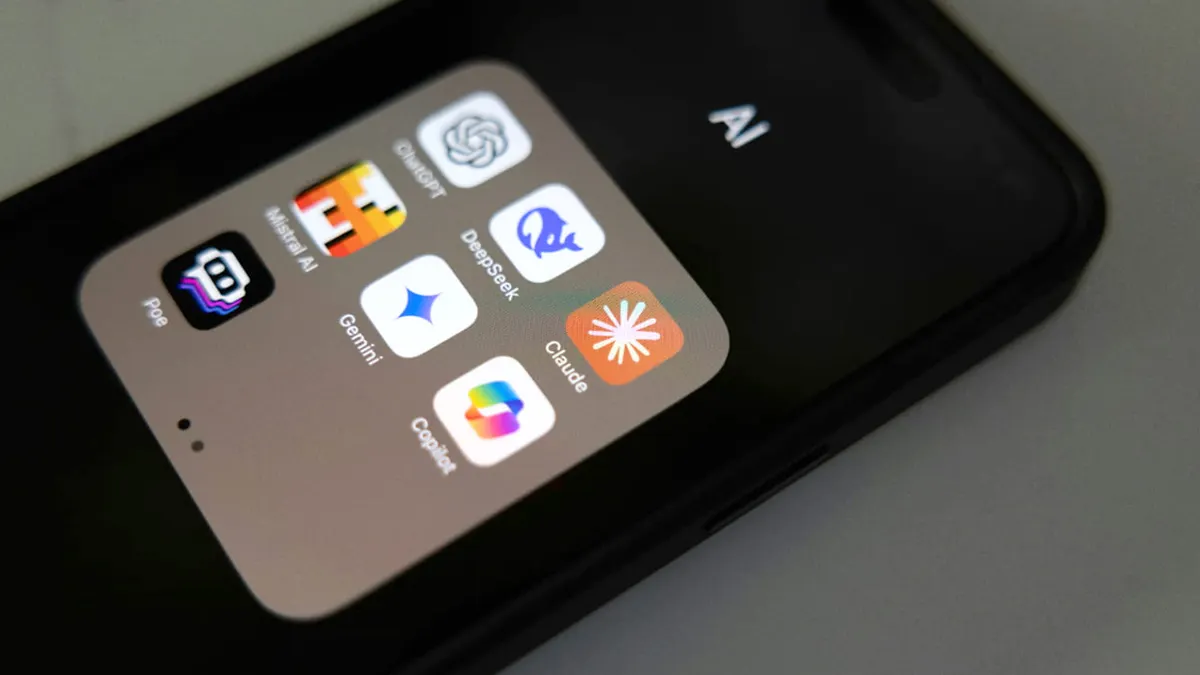 Phone screen showing Claude AI app icon within an AI folder