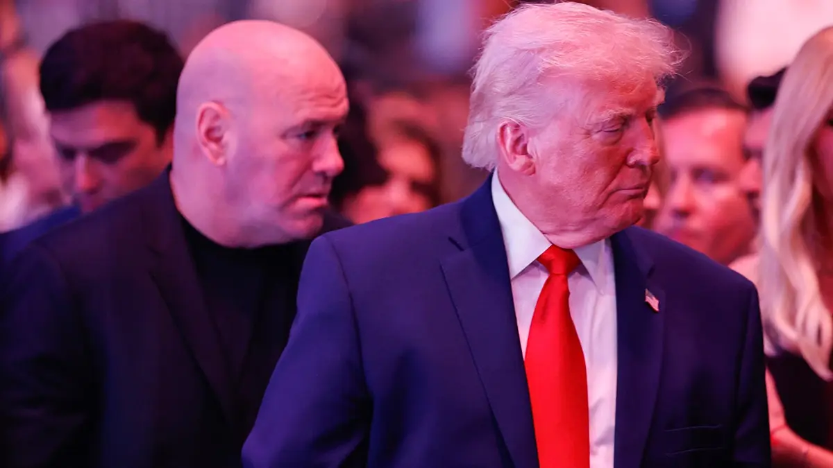 UFC CEO Dana White and President Donald Trump looking on during UFC 327 event