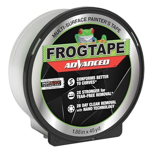 FrogTape Advanced Painters Tape, 2 Inch Wide (1.88-Inch x 45-Yard) Multi-Surface Tape with PAINTBLOCK, Conforms Around Curves & Contours, Tear-Free Removability, 1 Roll, Green