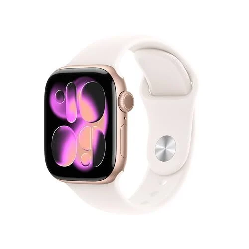 Apple Watch Series 11 [GPS + Cellular 42mm] Smartwatch with Rose Gold Aluminum Case w Light Blush Sport Band - S/M. Sleep Score, Fitness Tracker, Health Monitoring, Always-On Display, Water Resistant