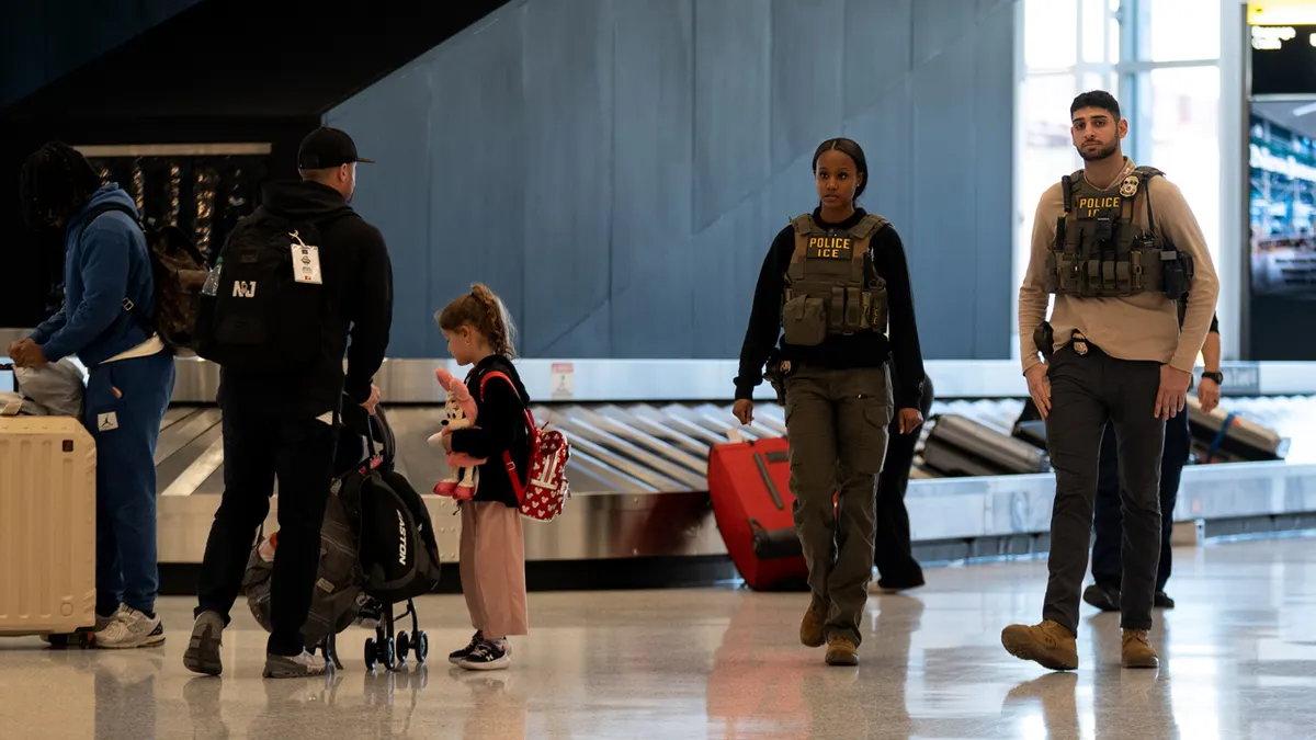Immigration and Customs Enforcement agents patrolling Terminal A at Newark Liberty International Airport