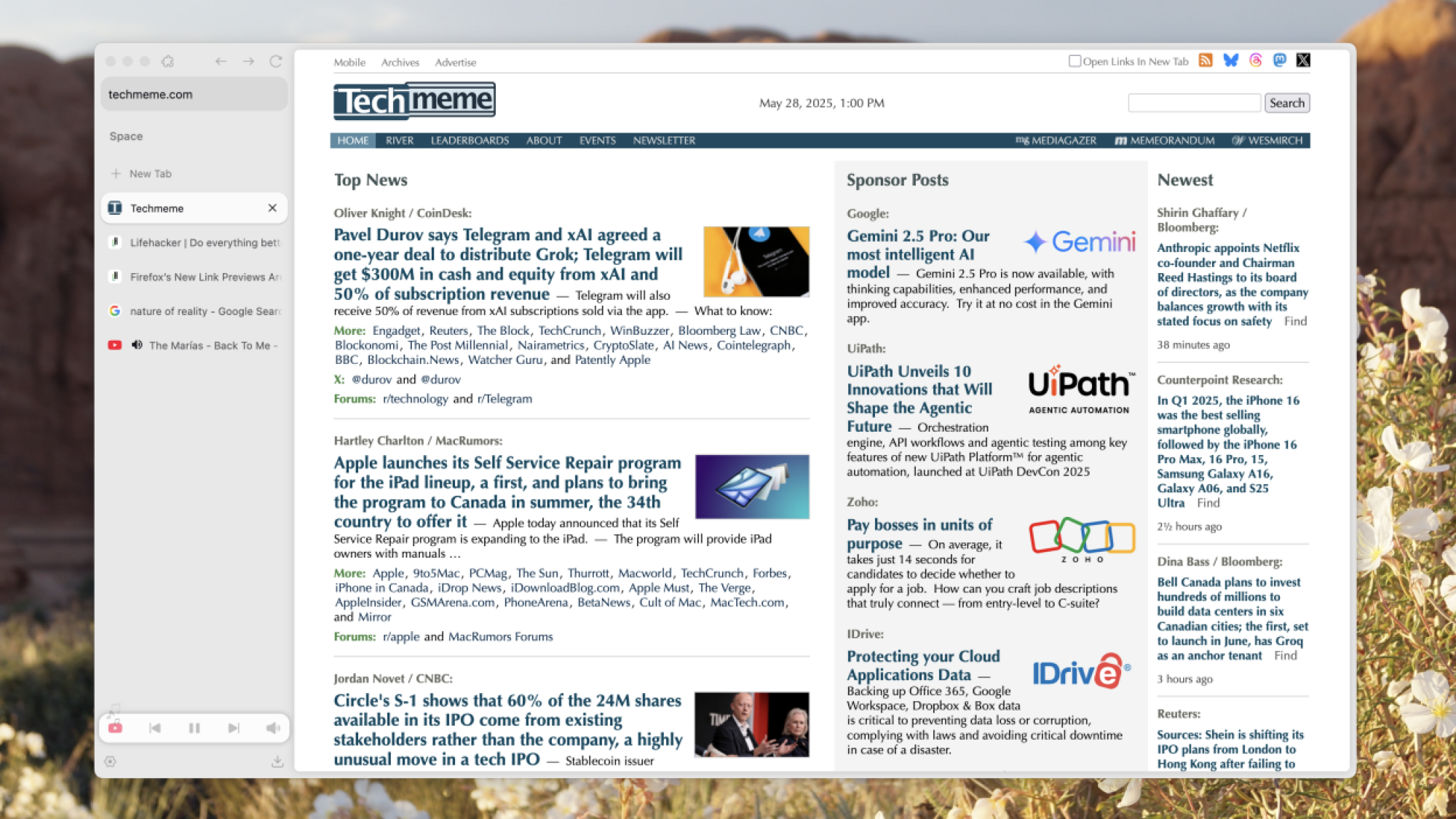 Zen browser interface.
