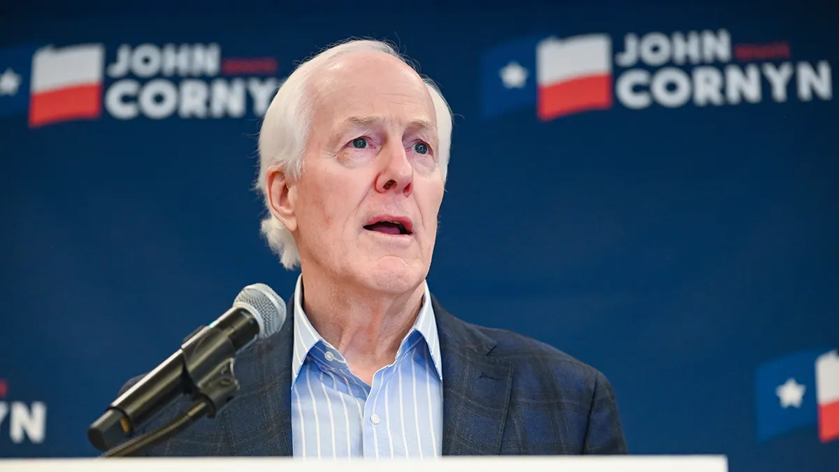 Sen. John Cornyn speaking to the media in Austin, Texas.