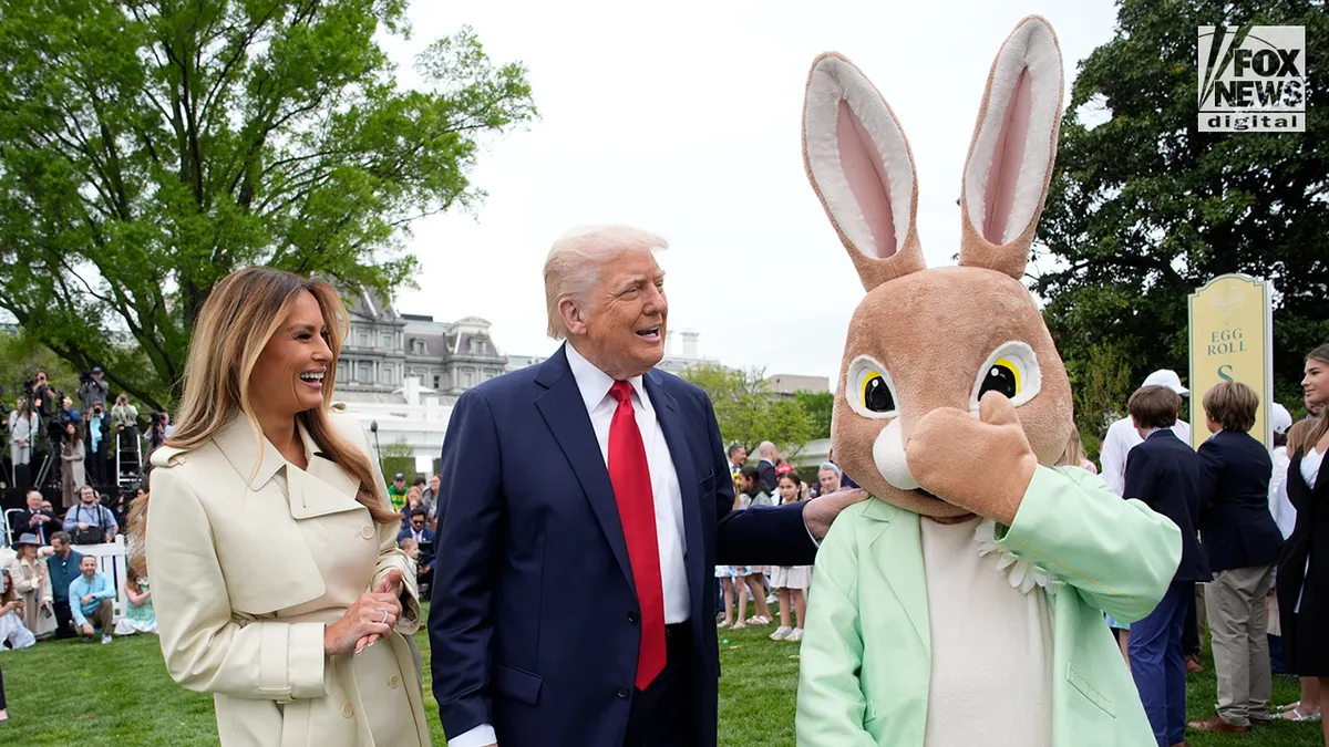 First Lady Melania Trump and President Donald Trump host the White House Easter egg roll event for children