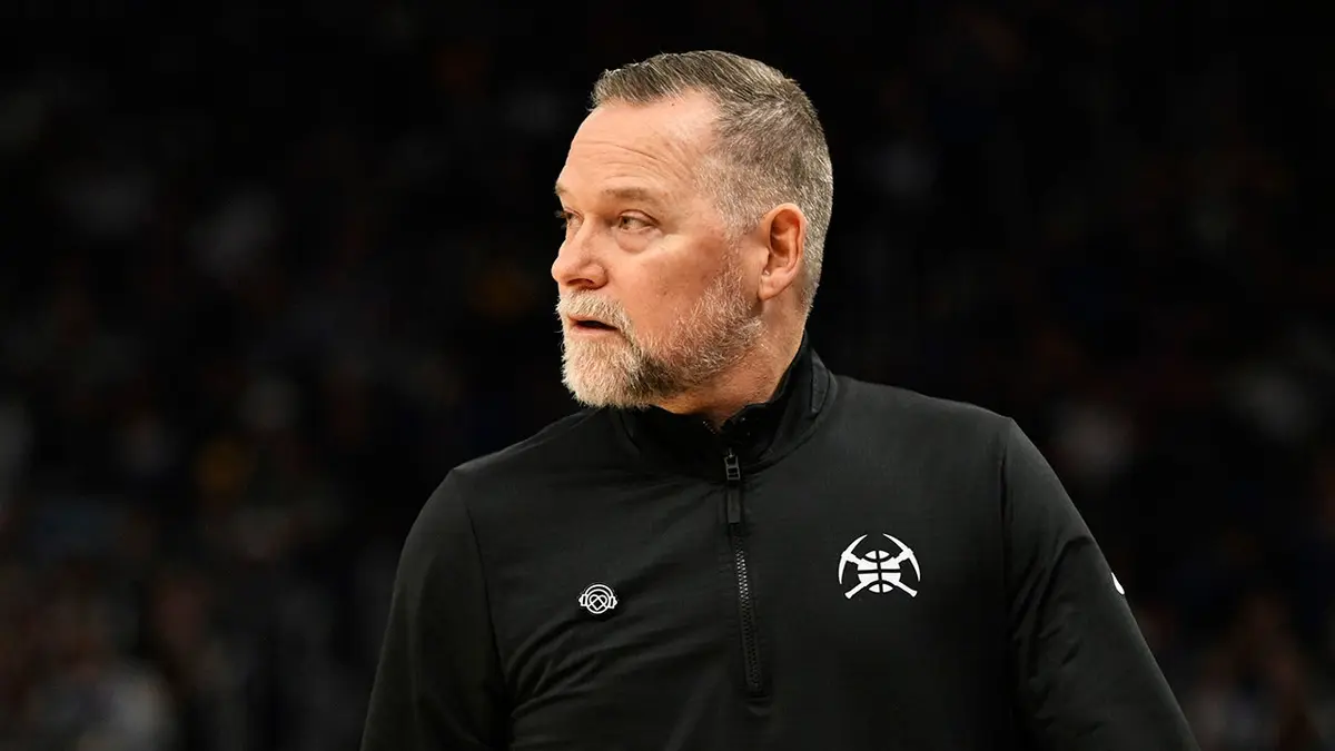 Head coach Michael Malone of the Denver Nuggets watching game at Chase Center