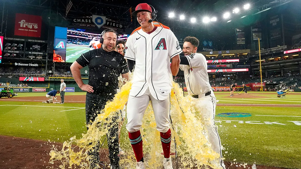 Jose Fernandez gets a Gatorade shower