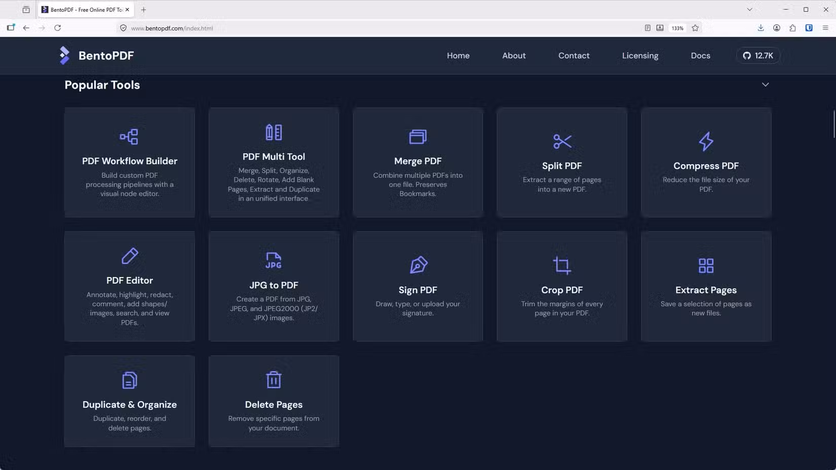 The popular tools in BentoPDF