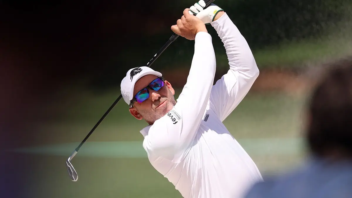 Sergio Garcia playing a golf shot on the seventeenth hole at Augusta National Golf Club