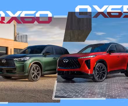 Side-by-side comparison of the Infiniti QX60 and QX65.