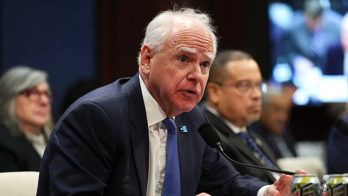 Minnesota Gov. Tim Walz testifying during a House Oversight Committee hearing in the U.S. Capitol