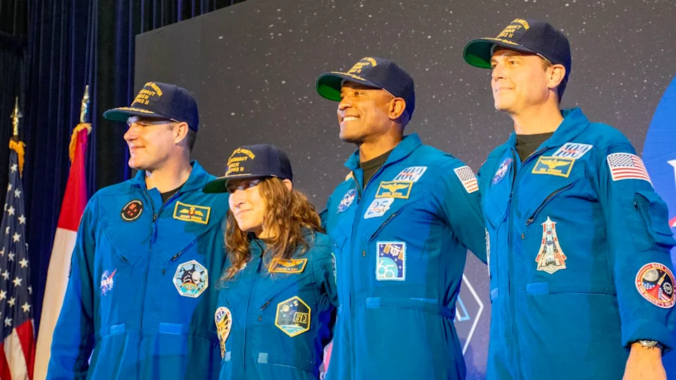  The Artemis 2 astronauts in Houston on April 11, 2026. 