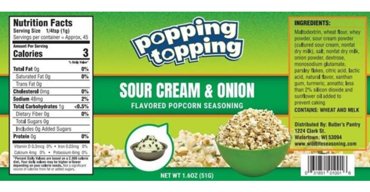 Popcorn topping recalled because of Salmonella risk