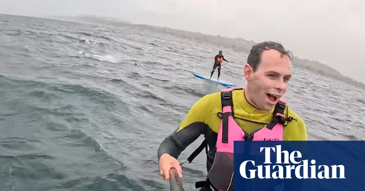 ‘Don’t fall!’: foil boarders describe hair-raising shark chase caught on video off California coast | California