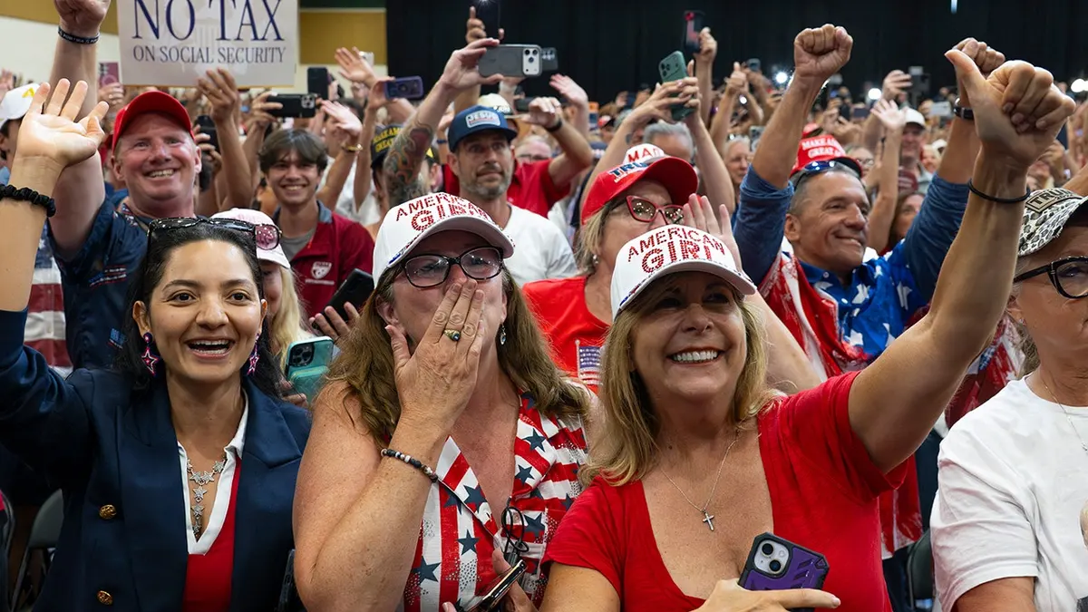 US President Donald Trump arriving to give a speech in The Villages, Florida