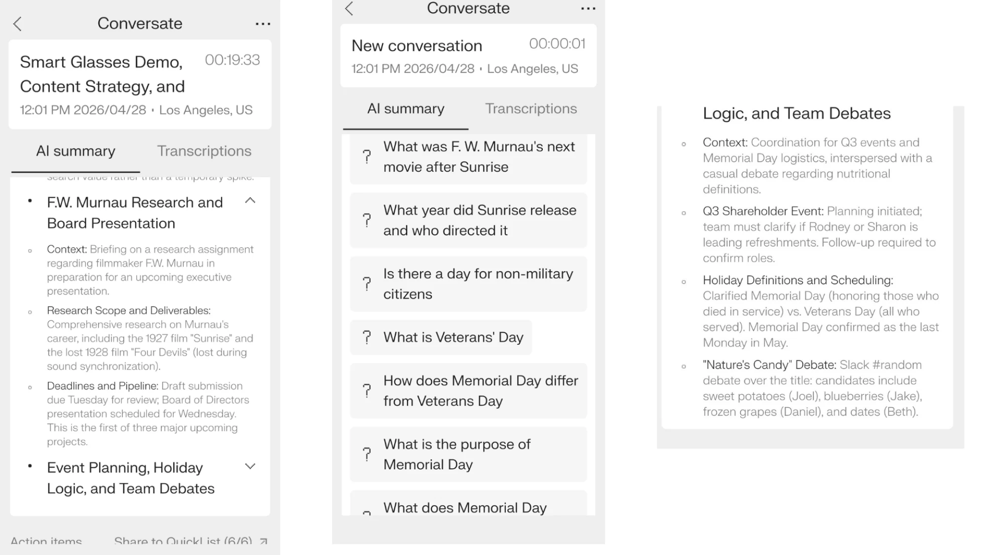 Conversate screenshots