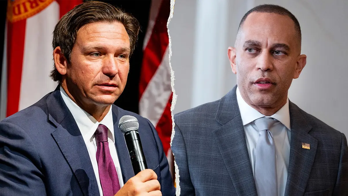 Ron DeSantis, left, pictured alongside Hakeem Jeffries, right