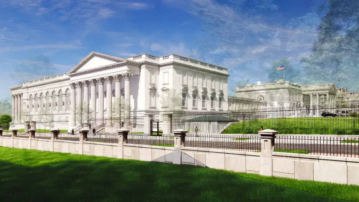Rendering of the proposed White House ballroom exterior design.